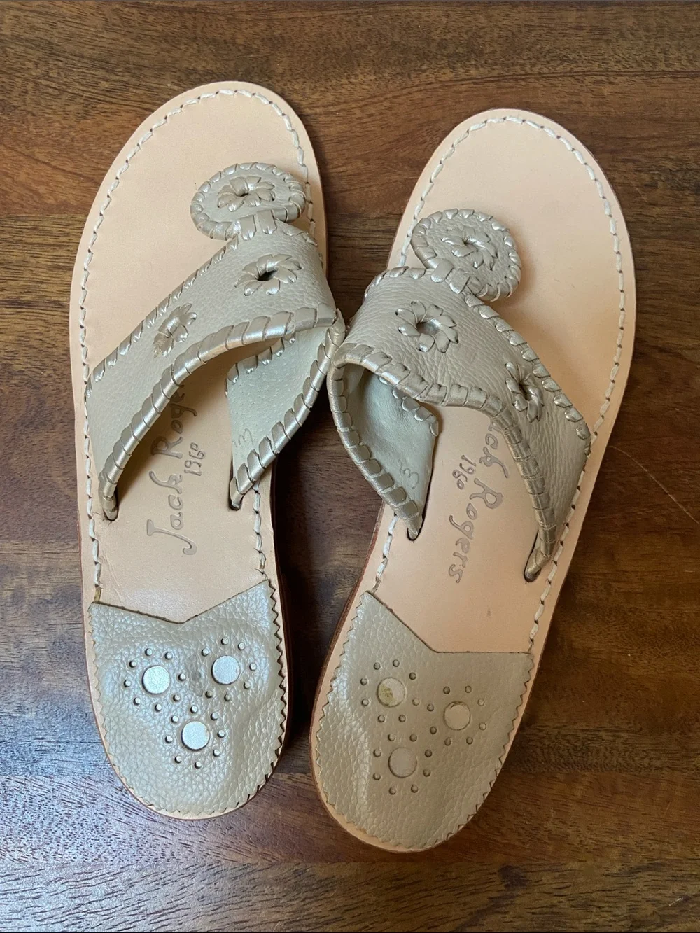 Jack Rogers Women's Hamptons Sandal Beige and Gold